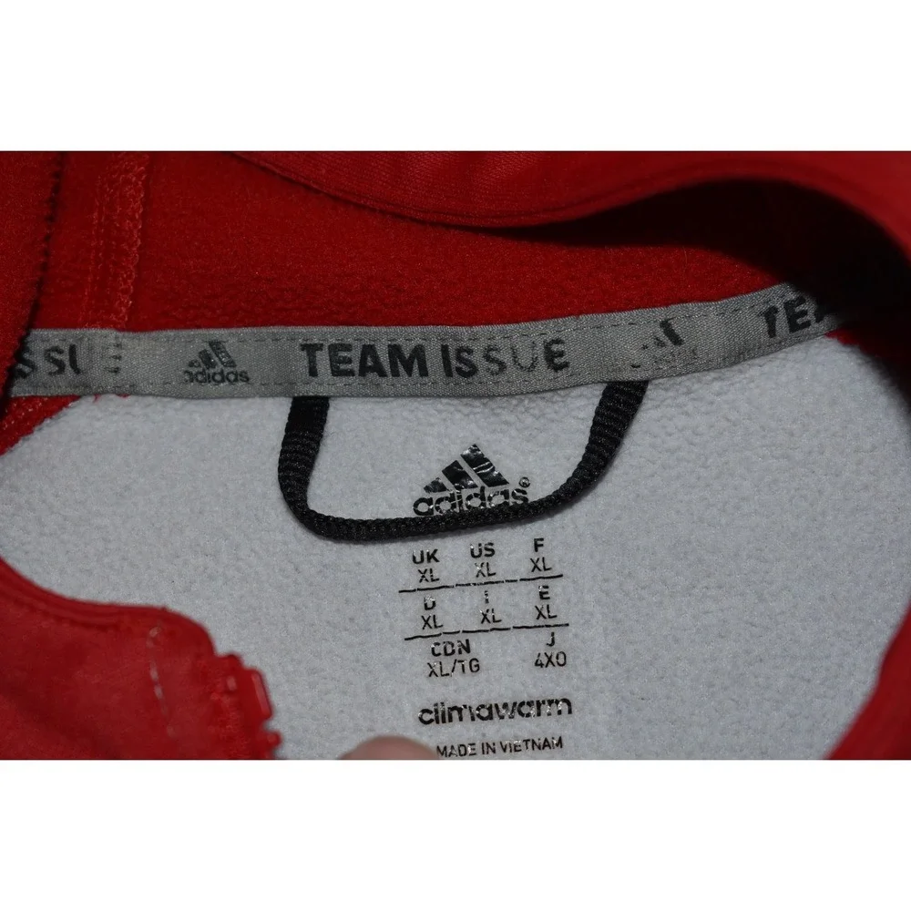 Adidas Team Issue Full Zip Hoodie Mens XL Gray Red Climawarm Raglan Activewear